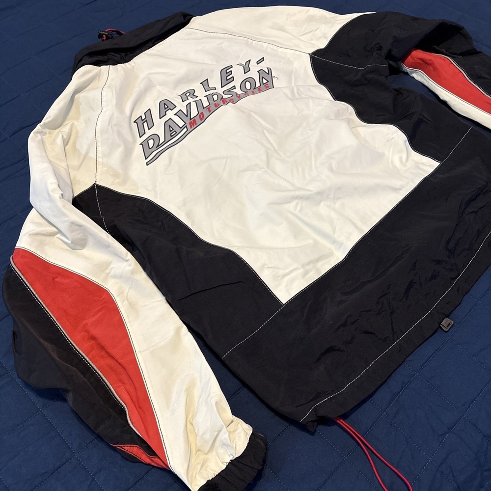Harley Davidson Nylon Heavy Windbreaker Jacket Womens M Very Good Condition - Picture 12 of 16